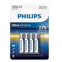 Pilha Alcalina AAA Philips Ultra Alkaline LR03E4/97 BT 4 UN