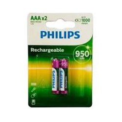 Pilha Recarregável AAA 950Mah Philips RO3B2A95/97 BT 2 UN