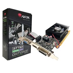 Placa de Vídeo 4GB GEForce NVidia Afox GT730 - AF730-4096D3L5 DDR3 HDMI/DVI/VGA 128Bit Low Profile CX 1 UN