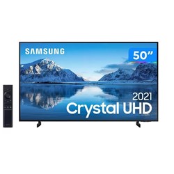 Smart TV LED 50" Samsung Crystal UN50AU7700GXZD Bluetooth 4K HDR Alexa Built in 3 HDMI 1 USB Preto CX 1 UN