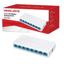Switch 8 Portas Mercusys MS108 Desktop 10/100Mbps Branco CX 1 UN