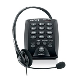 Telefone com Headset Elgin HST-6000 com Base Discadora Preto CX 1 UN