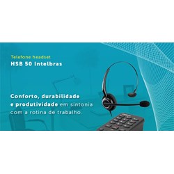 Telefone com Headset Intelbras HSB50 com Base Discadora Preto CX 1 UN